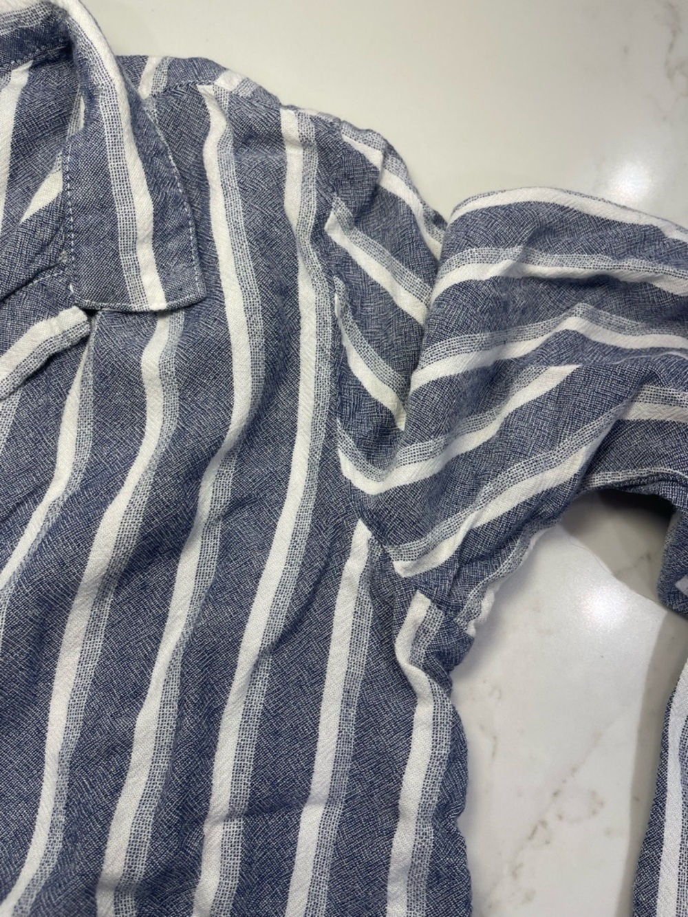 Like NEW! Bella Dahl Striped Button-Front Tie Hem Top - Blue & White - Picture 9 of 16